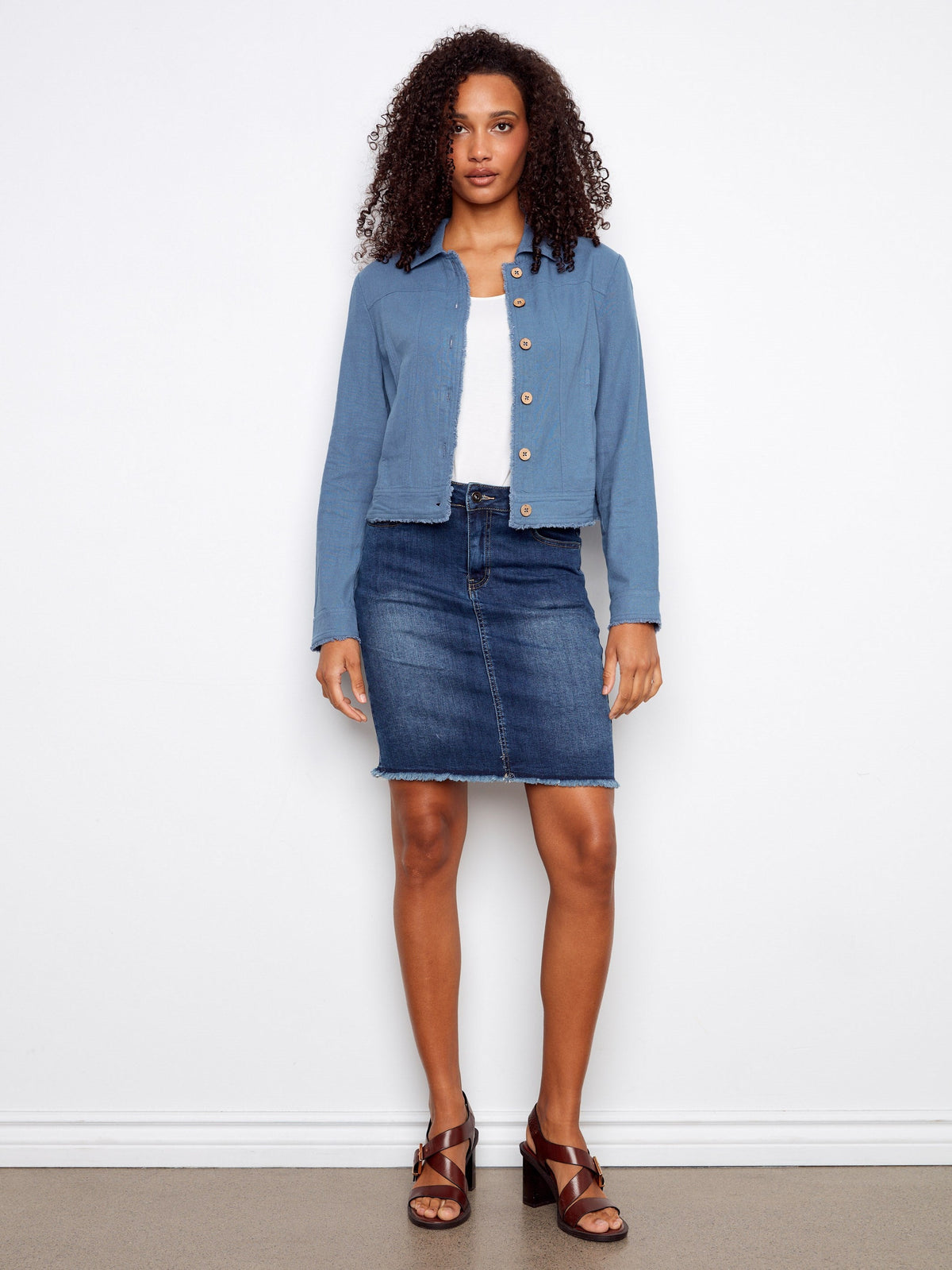 Linen Blend Jacket - Denim