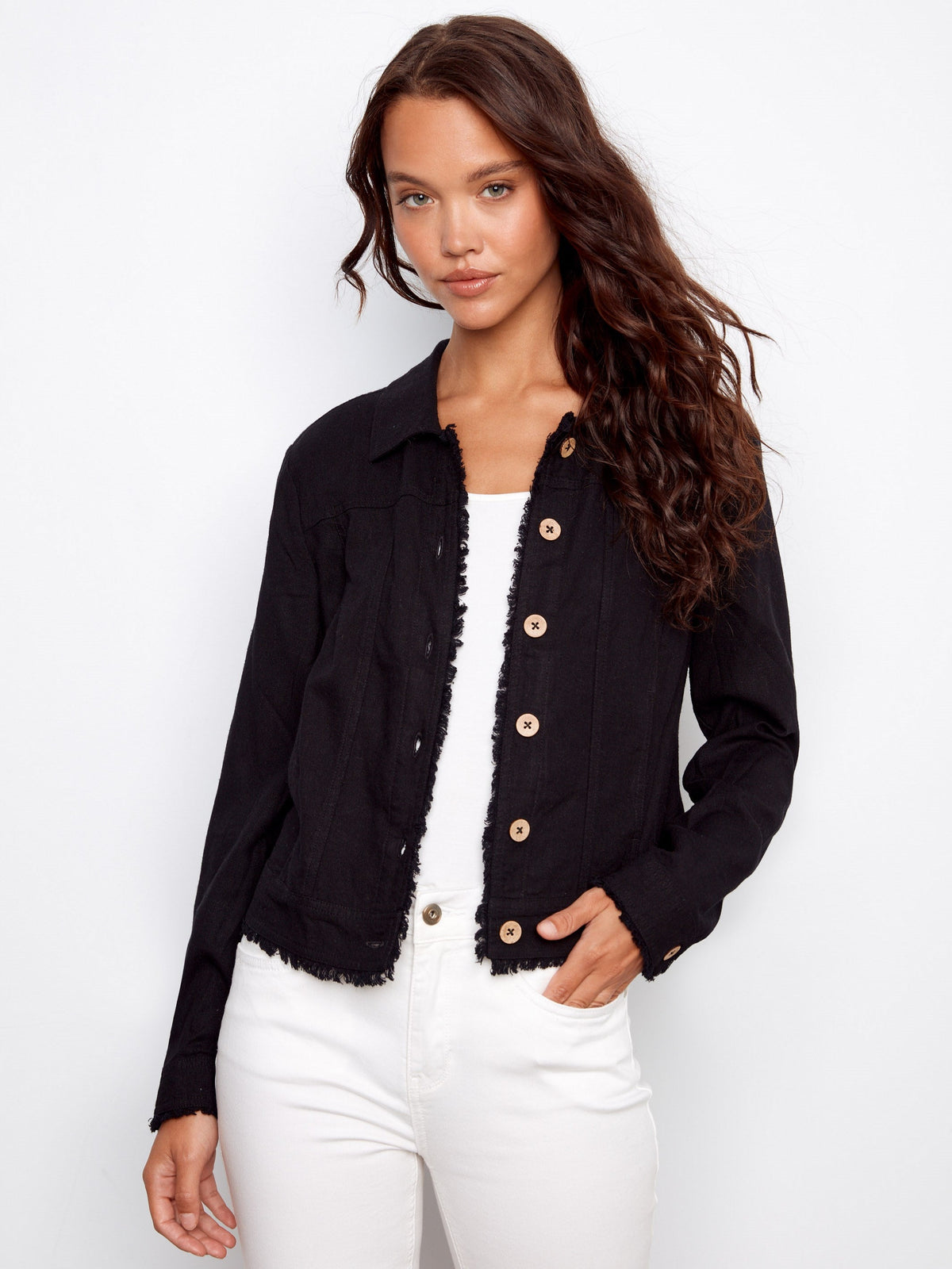 Linen Blend Jacket - Black