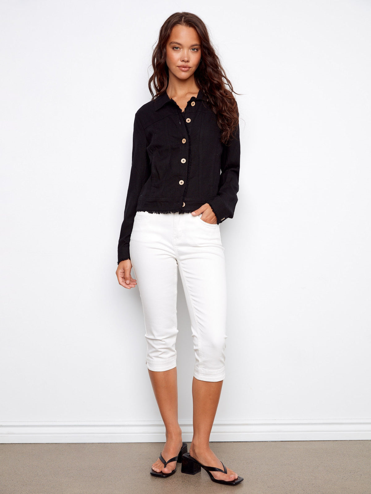 Linen Blend Jacket - Black