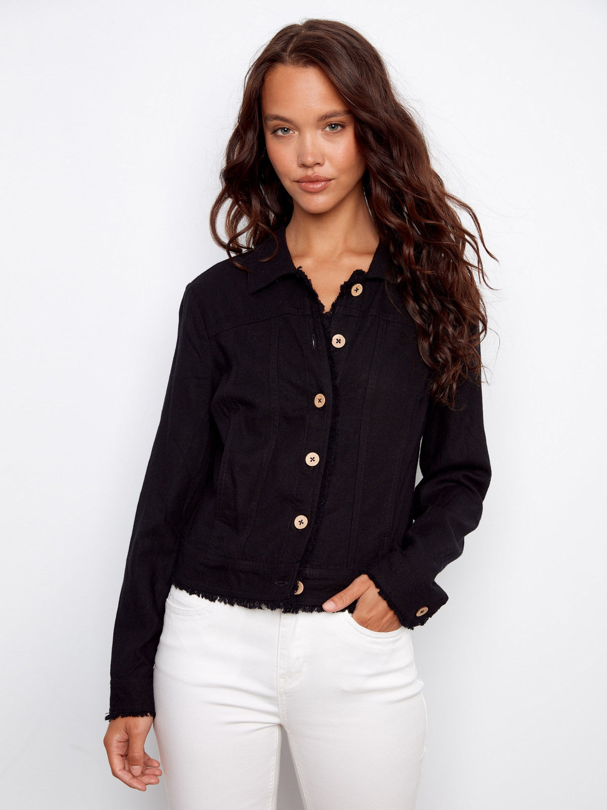 Linen Blend Jacket - Black
