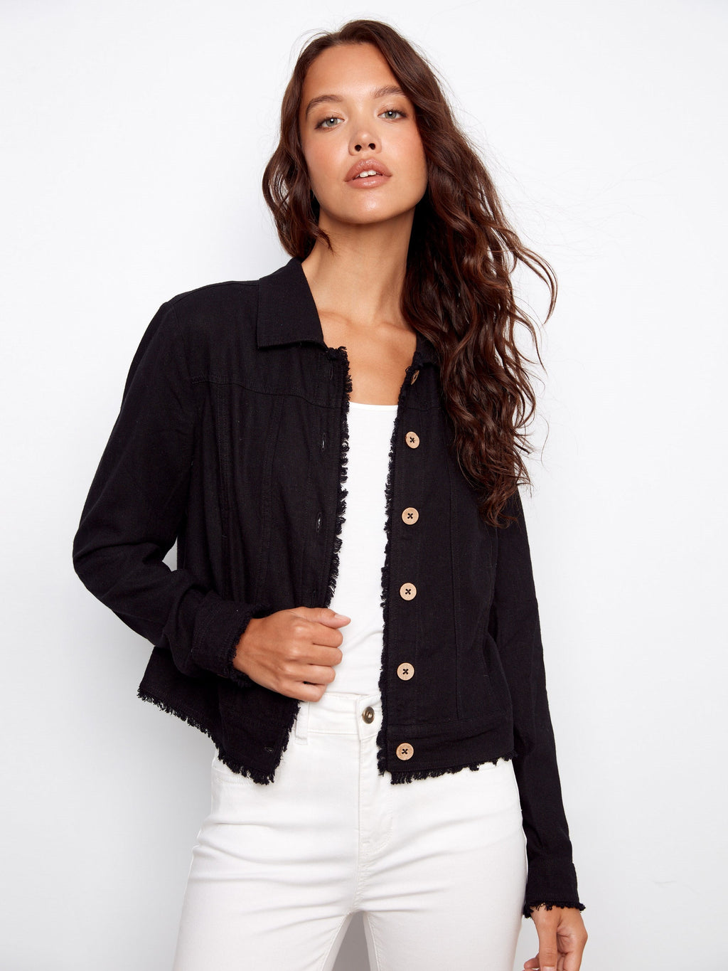 Linen Blend Jacket - Black