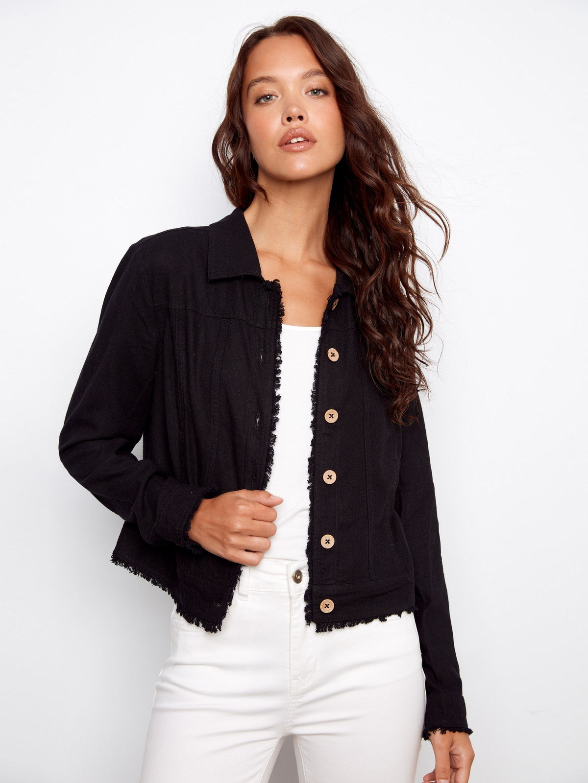 Linen Blend Jacket - Black