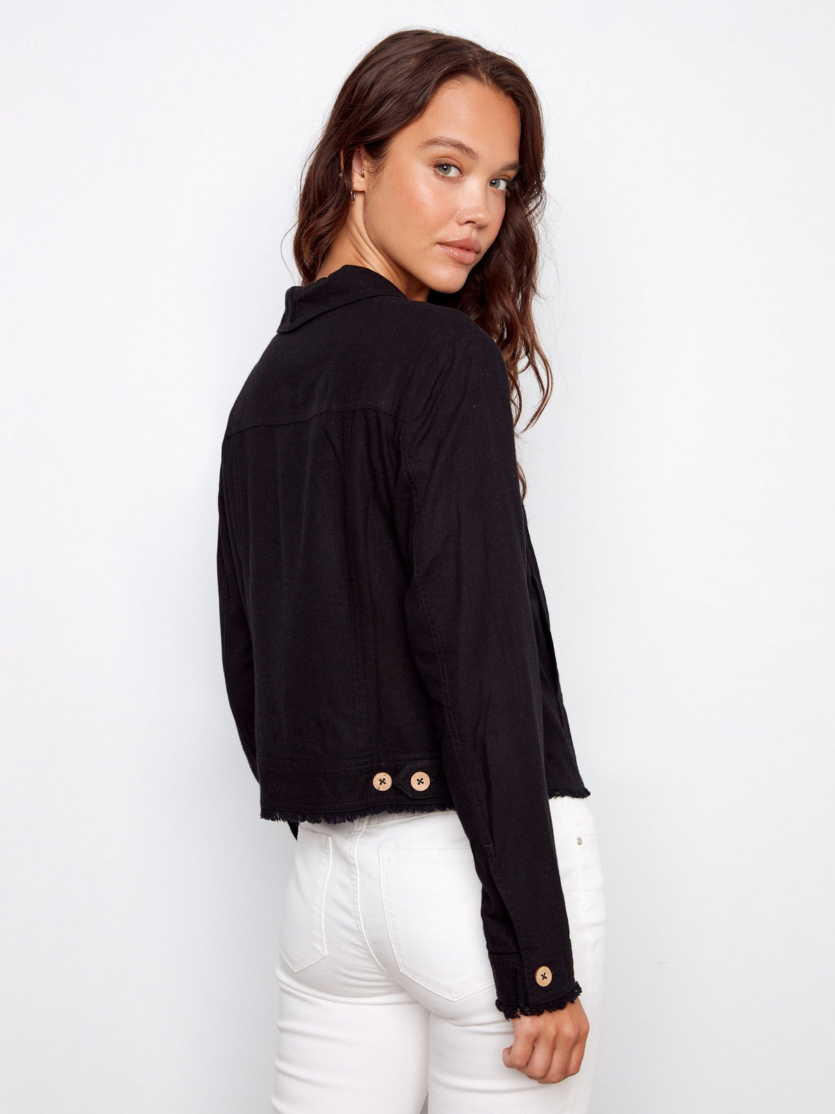 Linen Blend Jacket - Black