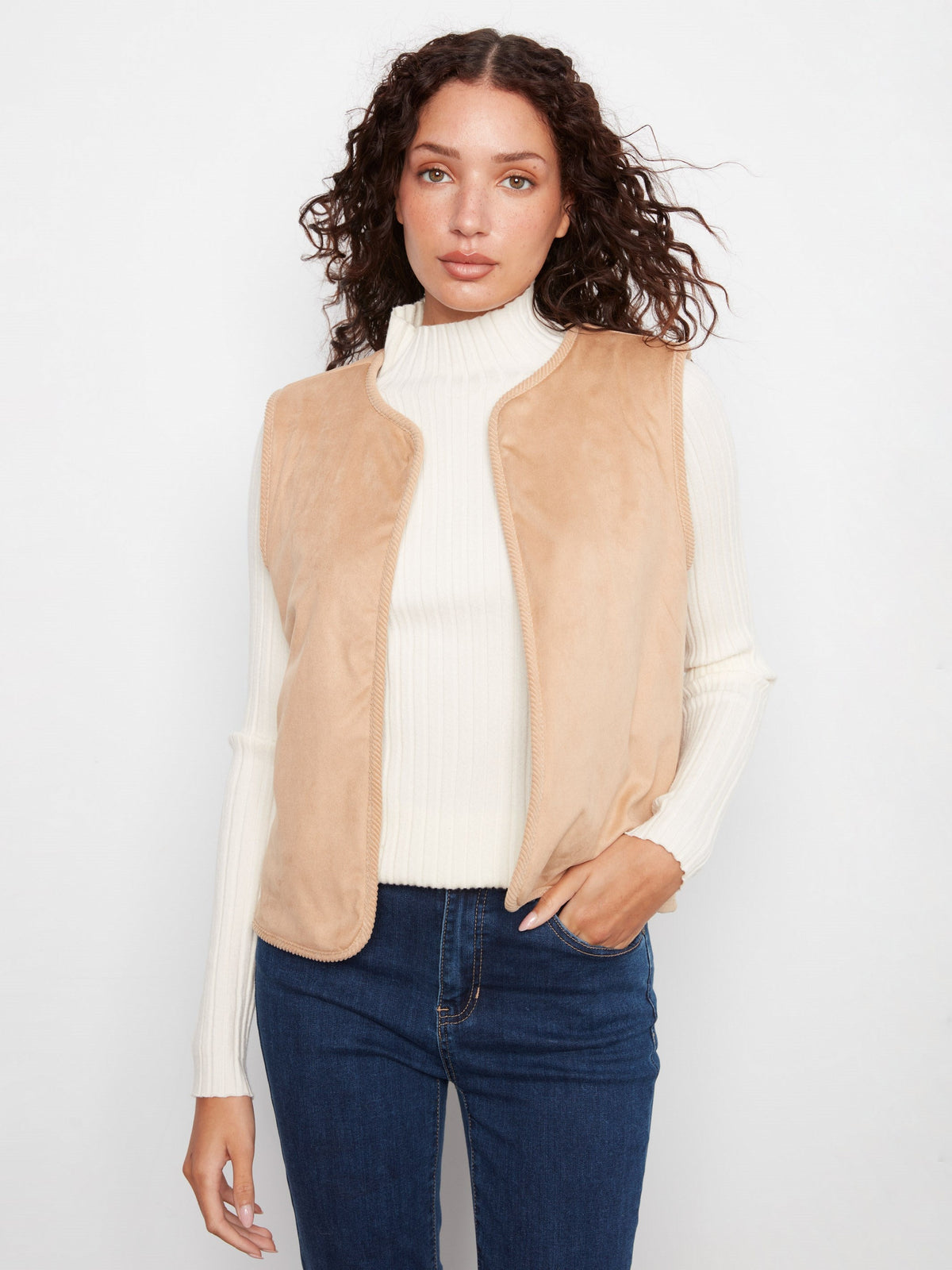 Reversible Embroidered Sherpa & Faux Suede Vest - Celebration