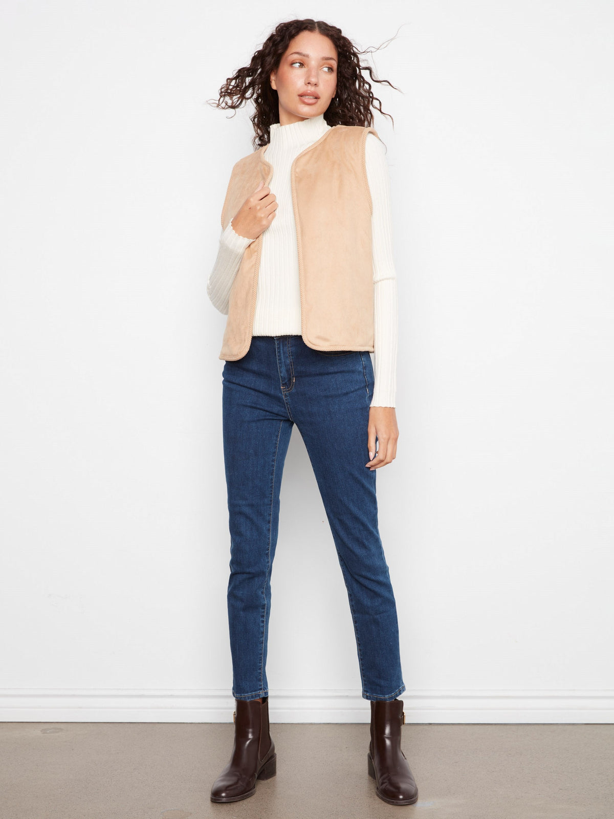 Reversible Embroidered Sherpa & Faux Suede Vest - Celebration