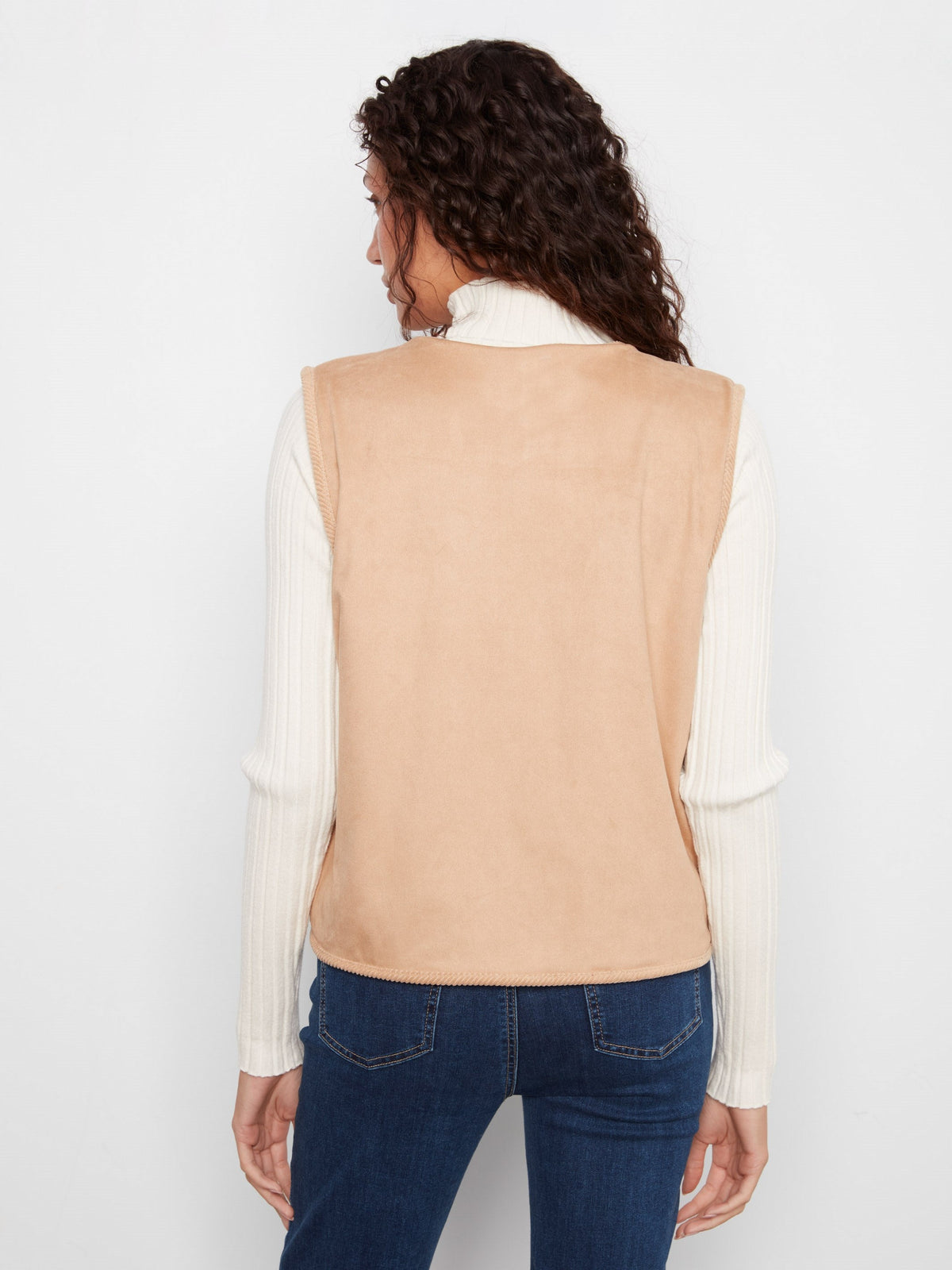 Reversible Embroidered Sherpa & Faux Suede Vest - Celebration