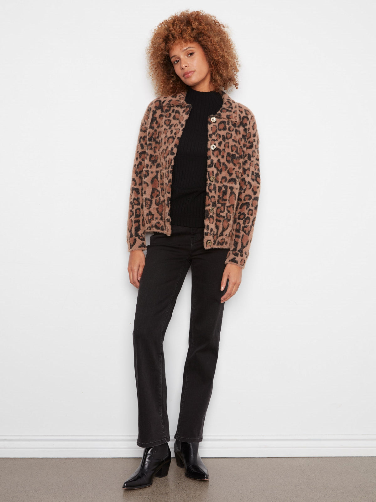 Soft Jacquard Knit Jacket - Leopard
