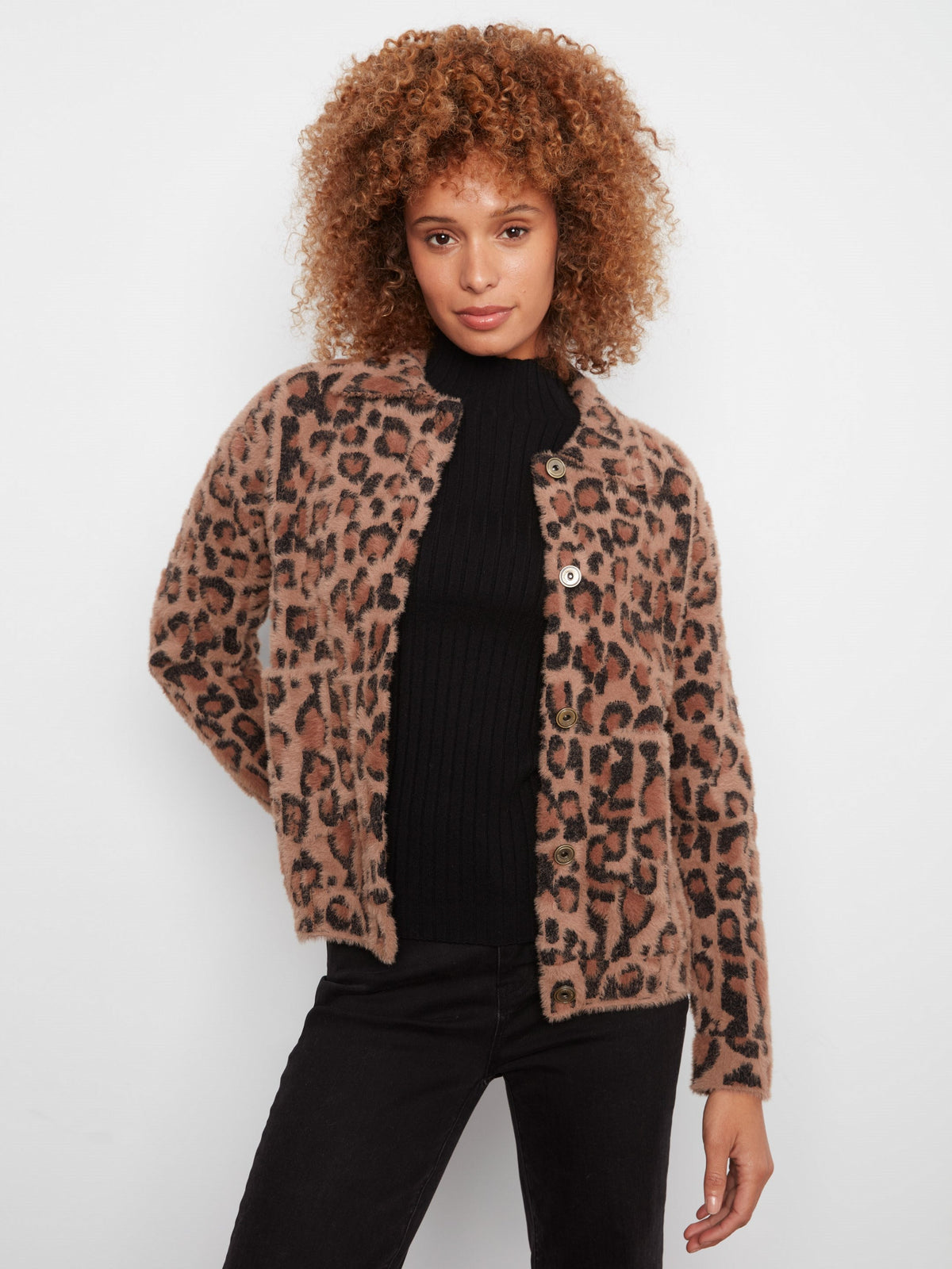 Soft Jacquard Knit Jacket - Leopard