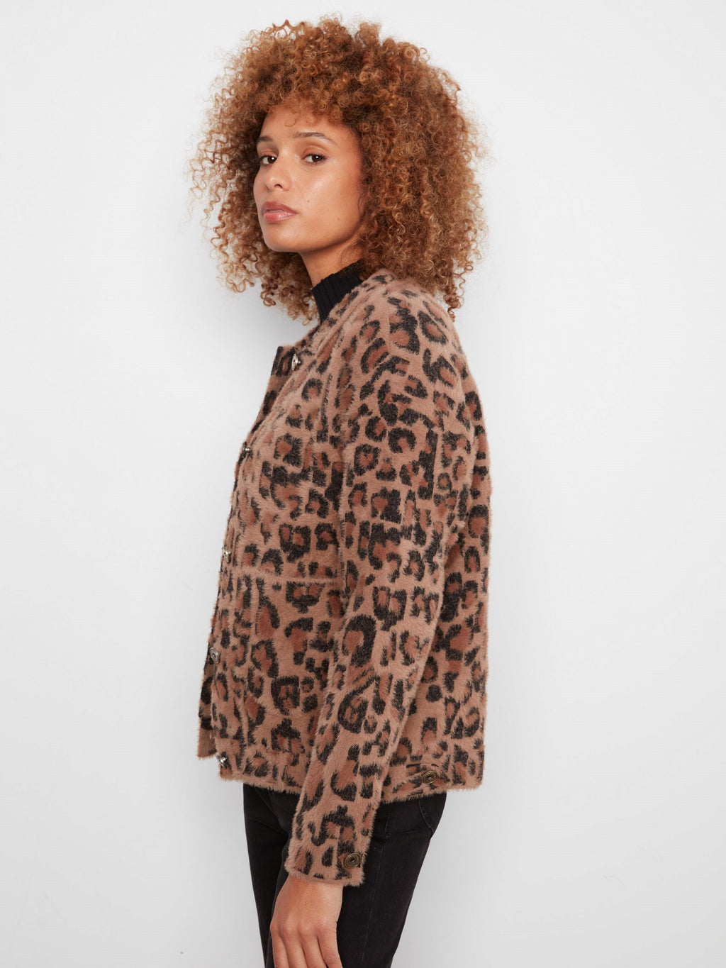 Soft Jacquard Knit Jacket - Leopard