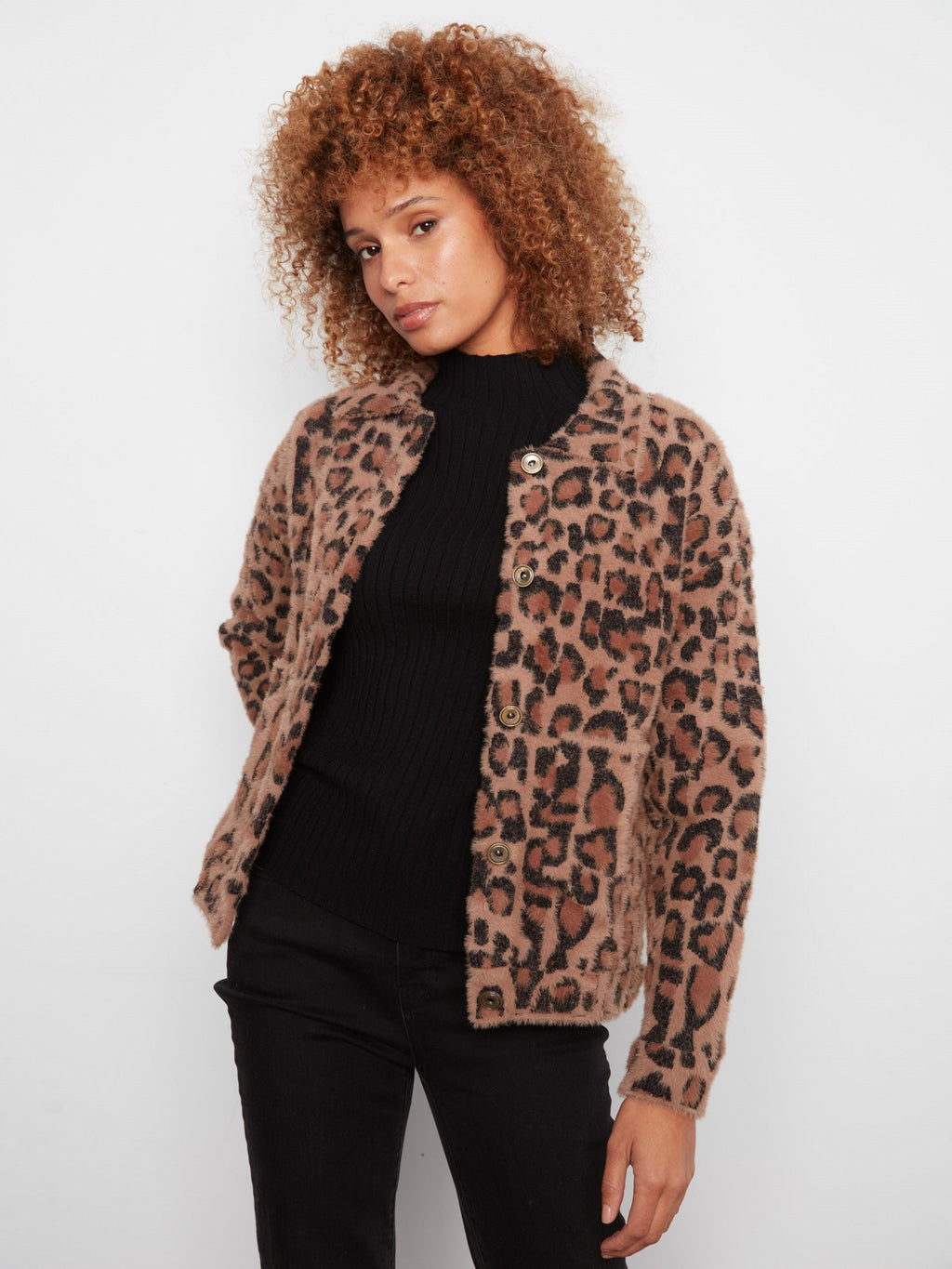 Soft Jacquard Knit Jacket - Leopard