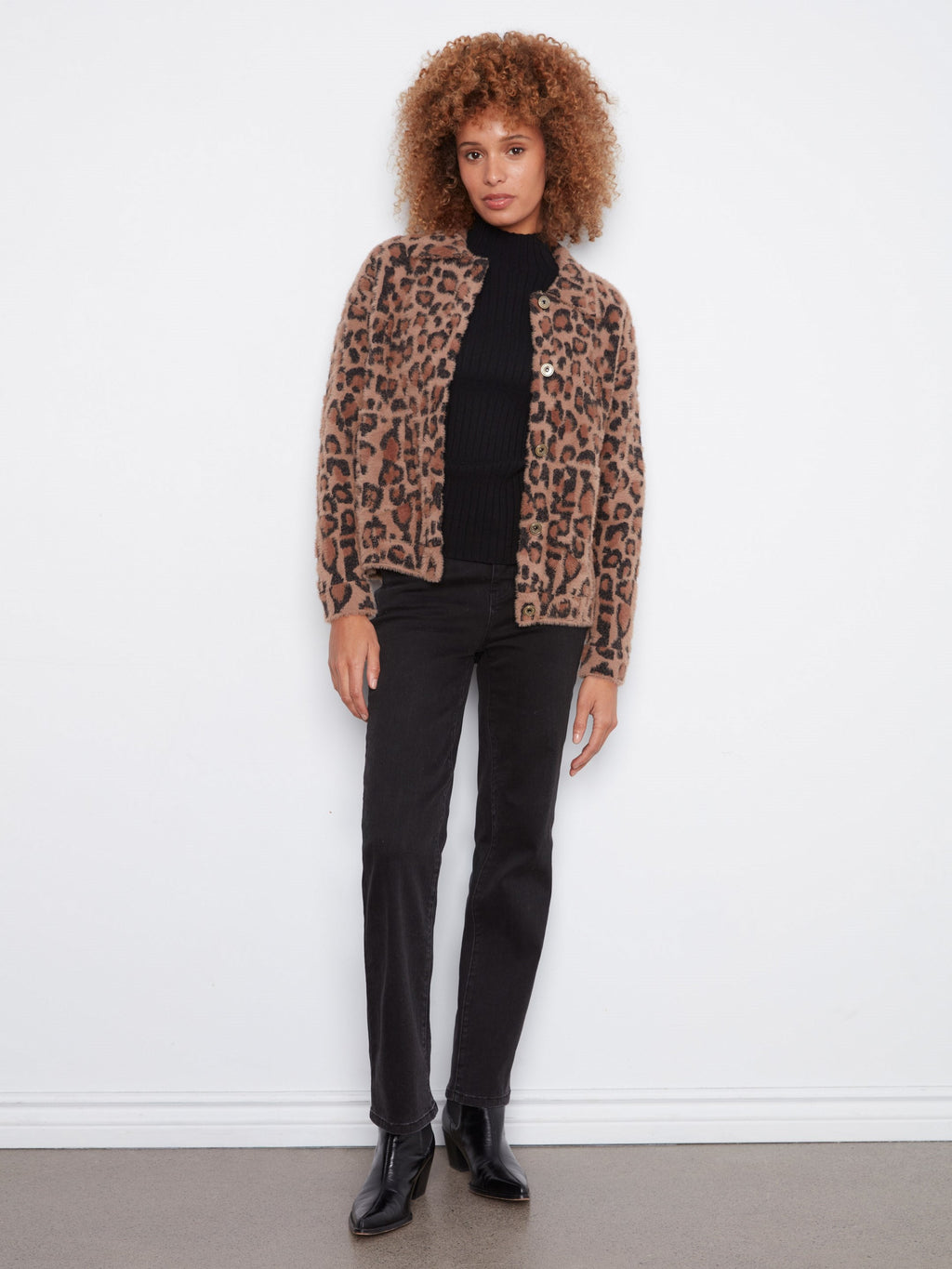 Soft Jacquard Knit Jacket - Leopard