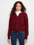 Zip-Front Knit Hooded Jacket - Merlot