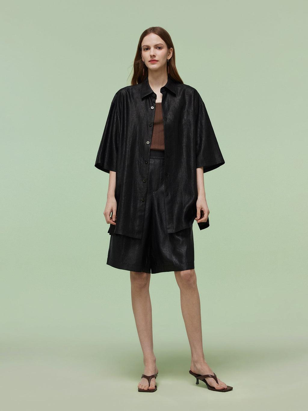 16MM Xiang Yun Silk Unisex 3/4 Sleeves Oversized Shirt