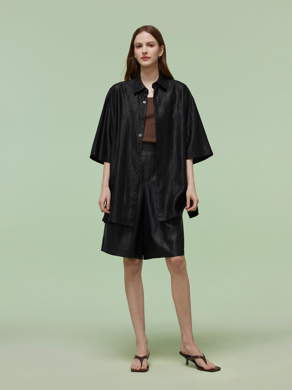 16MM Xiang Yun Silk Unisex 3/4 Sleeves Oversized Shirt
