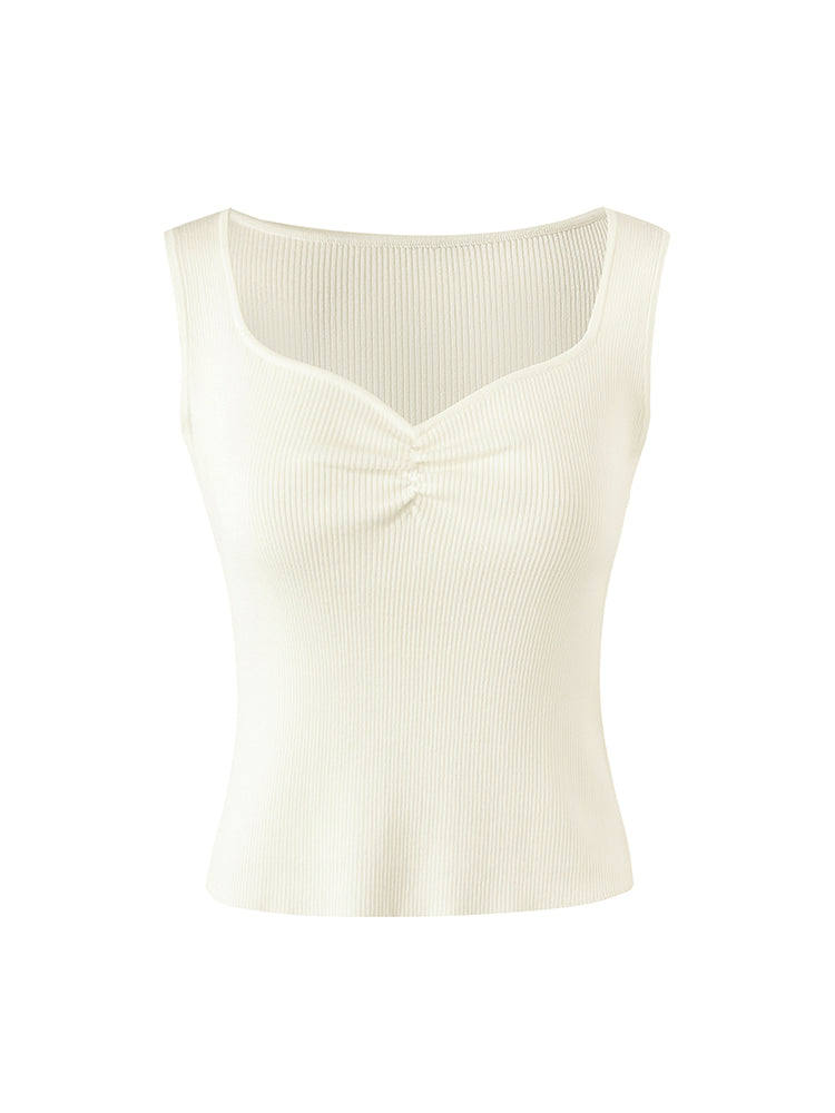 Acetate Knitted Ruched Women Vest