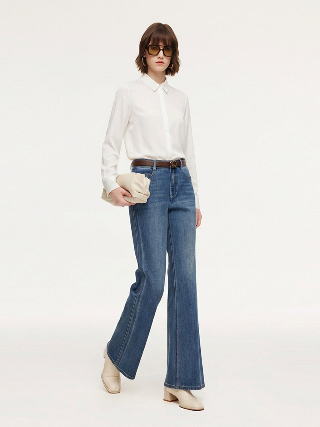 Acetate Blend H-Line Women Shirt