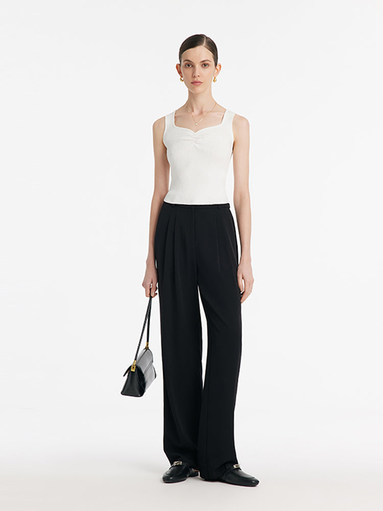 Acetate Knitted Ruched Women Vest