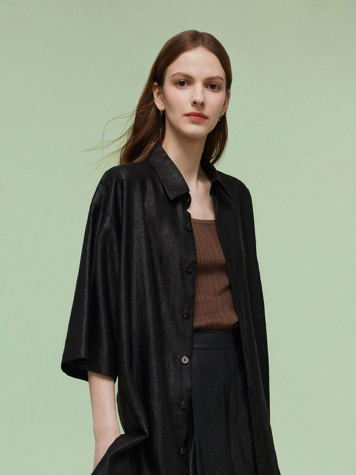 16MM Xiang Yun Silk Unisex 3/4 Sleeves Oversized Shirt