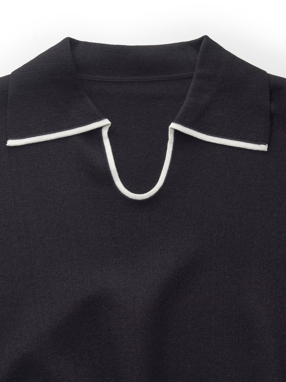 Tencel Blend Contrast Trim Women Knit Top