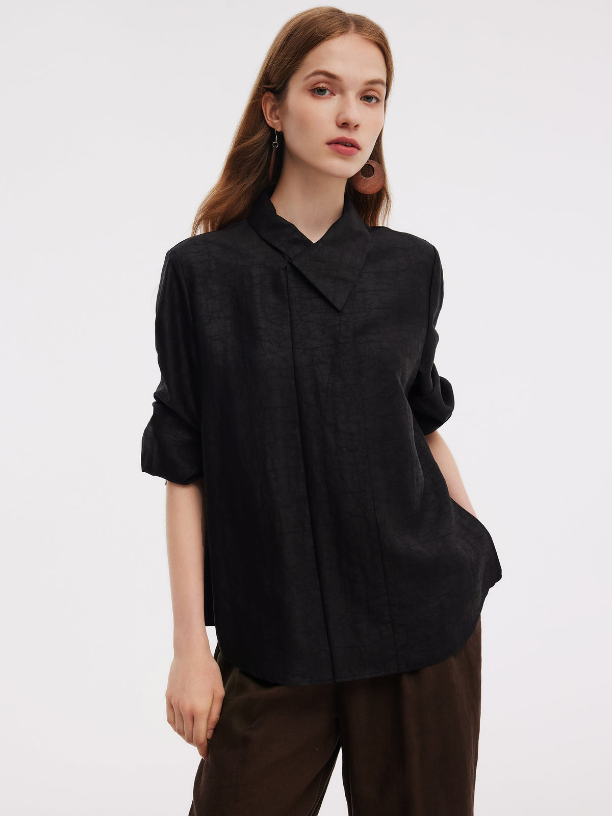18MM Xiang Yun Silk Cross Front Collar Women Blouse