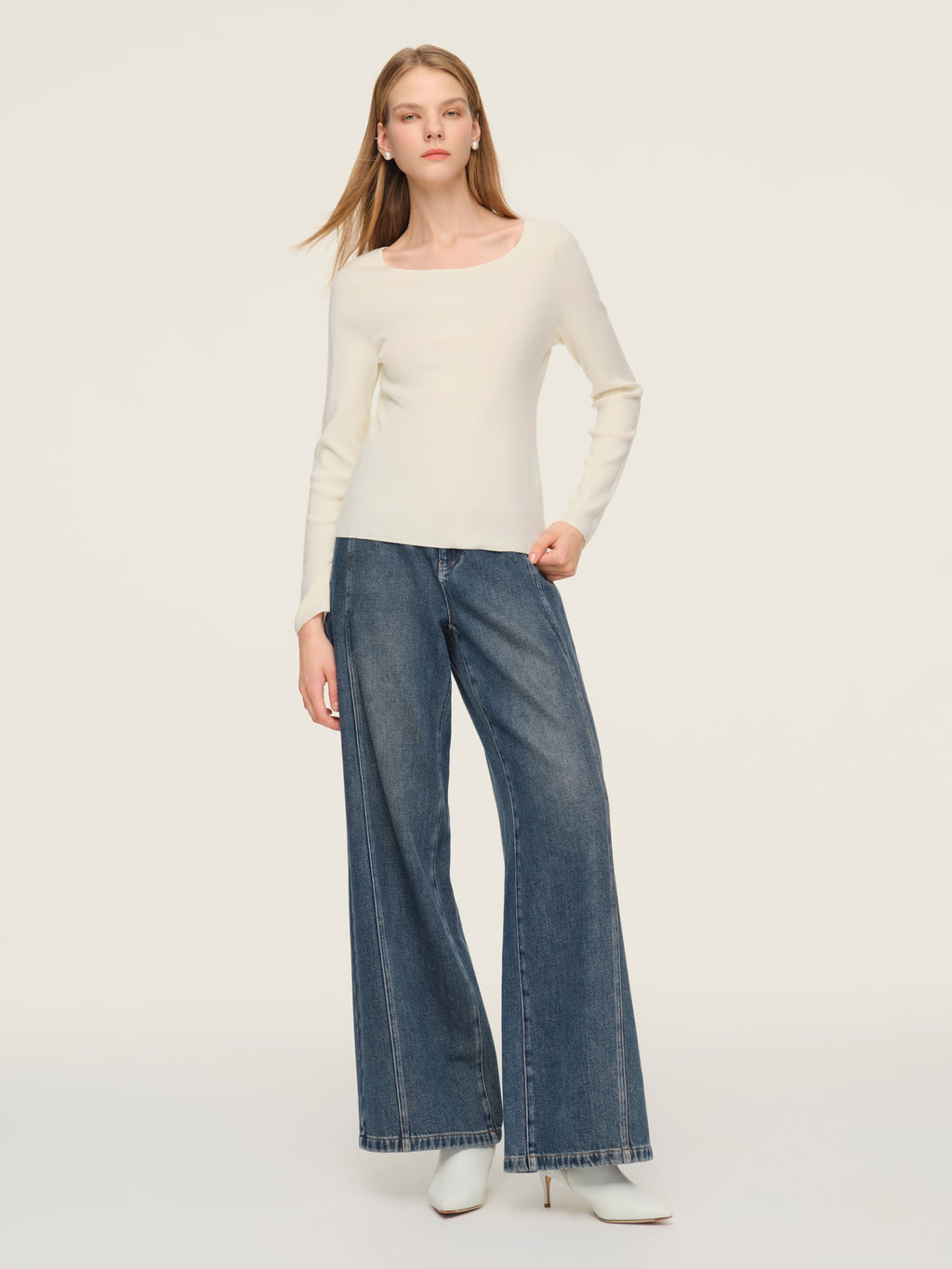 Tencel Wool Blend Women Knit Top With Pullover Cape