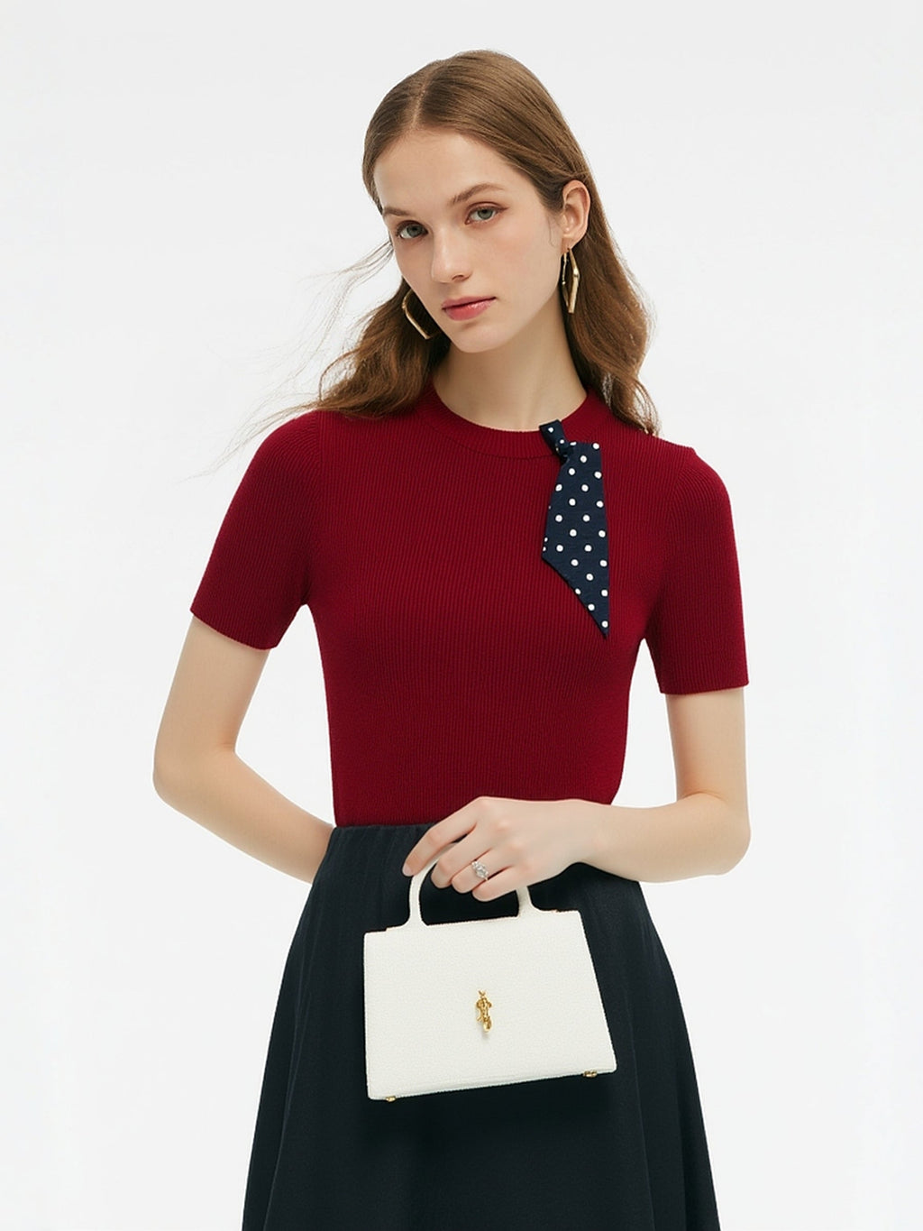 Tencel Blend Burgundy Women Knit Top