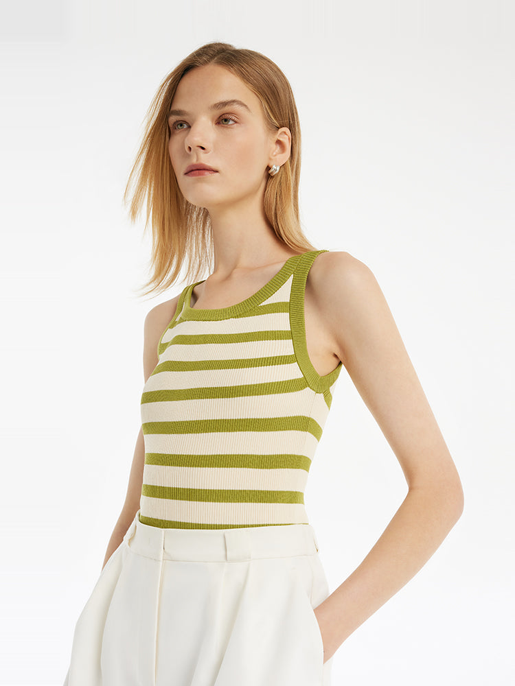 Striped Knitted Women Tank Top