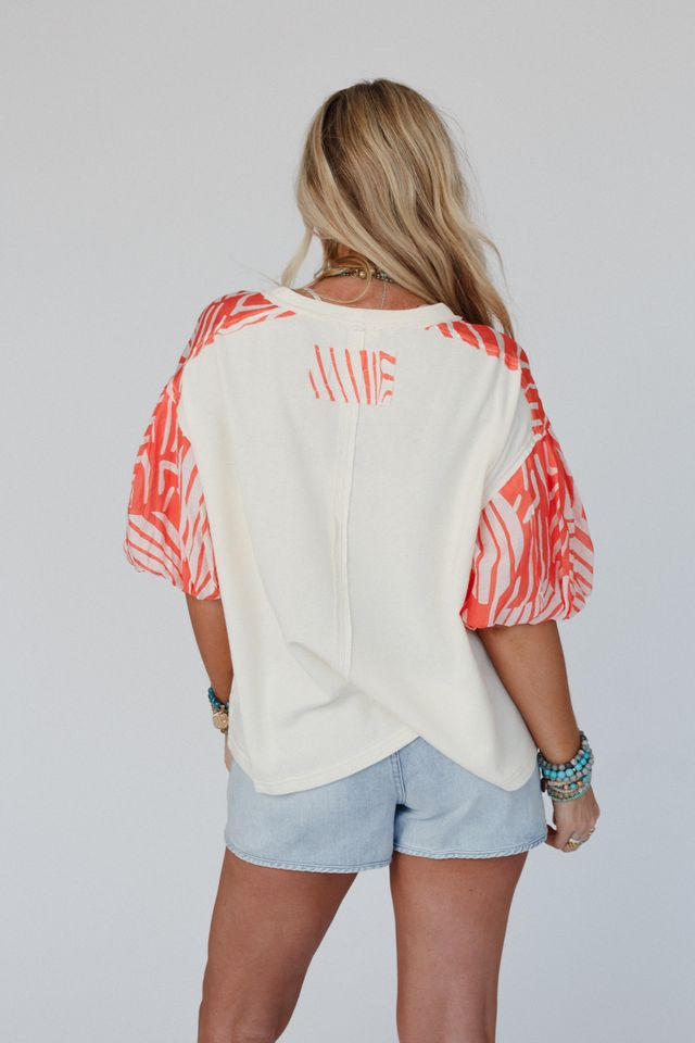 Peaceful Vibes Contrast Top - Ivory