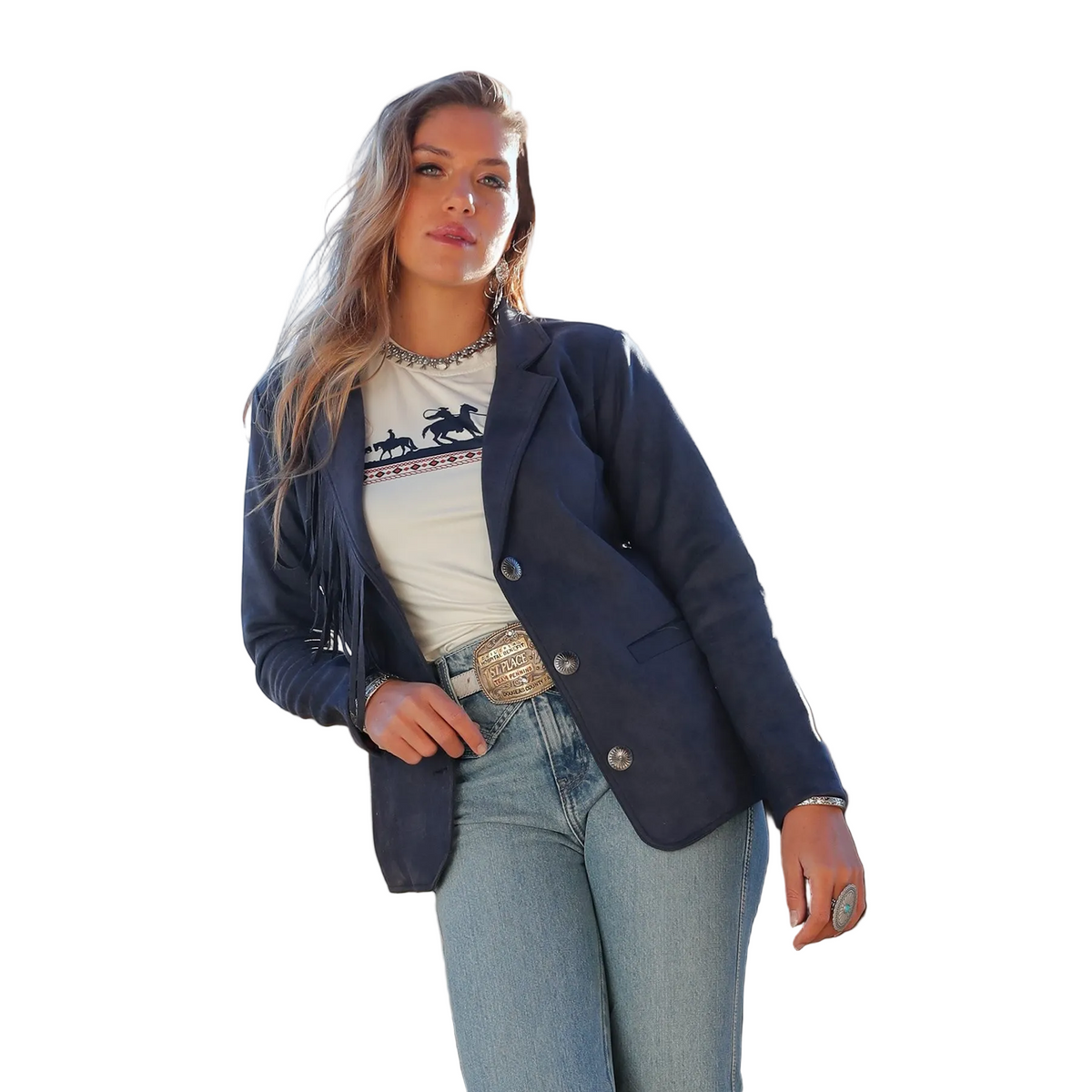 Cinch Women's Suede Blazer - Navy