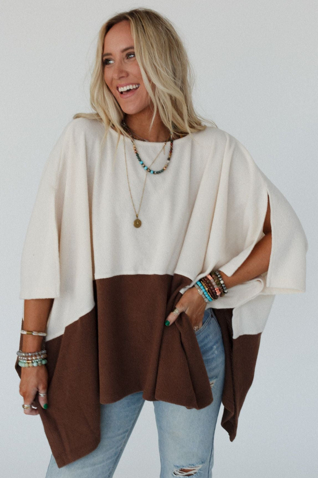 The Nest Lucky Shadow Top - Cream Brown